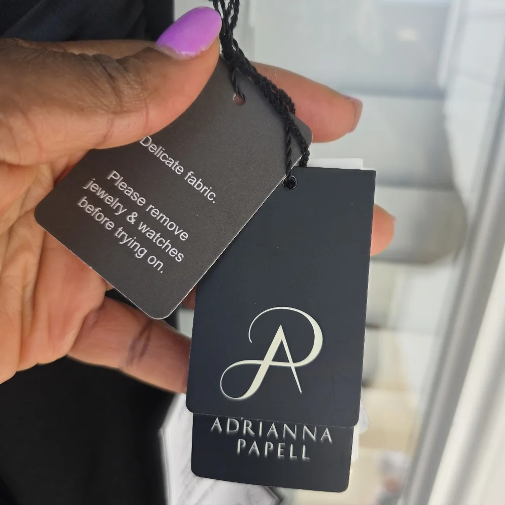 Adrianna Papell Women Ruffled Gown Sz 6 Asymmetric Hem Black NWT Old Money Party - Picture 8 of 15